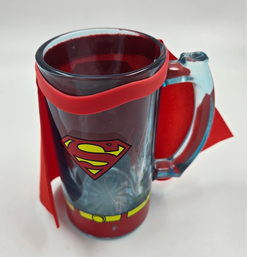 Superman Blue Glass Mug Stein With Removable Cape